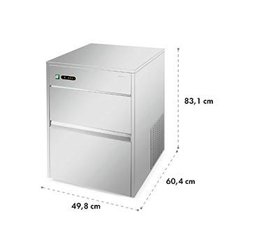 Klarstein Powericer Profi-Eiswürfelmaschine - Eiswürfelbereiter, Ice Maker, LED, geschmacksneutrale Auskleidung, sehr leise, Edelstahl, 10 kg Lagerfach, 260 W, 50 kg / 24 h, silber
