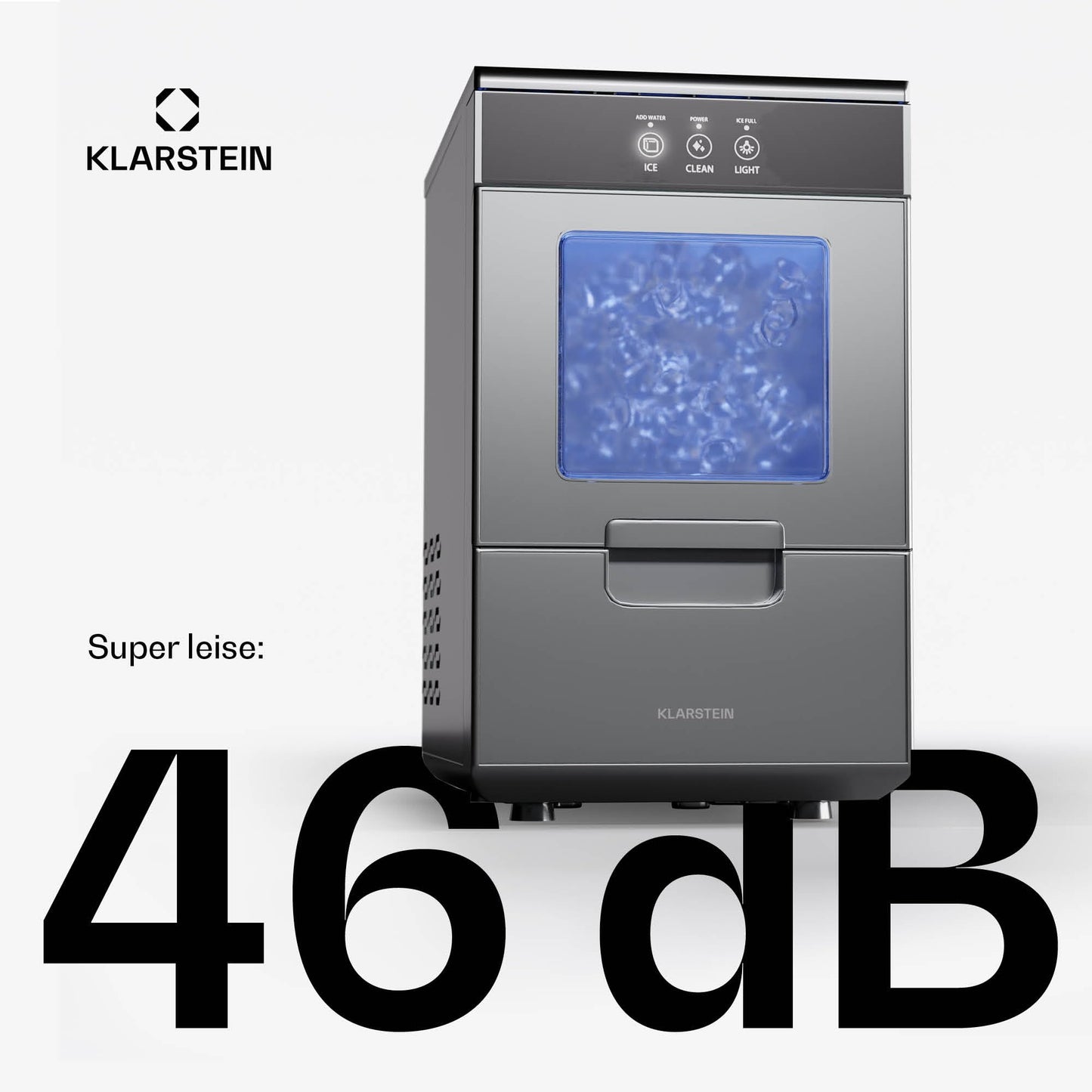Klarstein 2,2L Eisnugget-Maschine für Zuhause, Camping & Gastro, Schnelle Nuggeteis-Maschine Klein, Profi Eismaschine für Eis Nuggets, Selbstreinigend, 25kg Eis in 24h