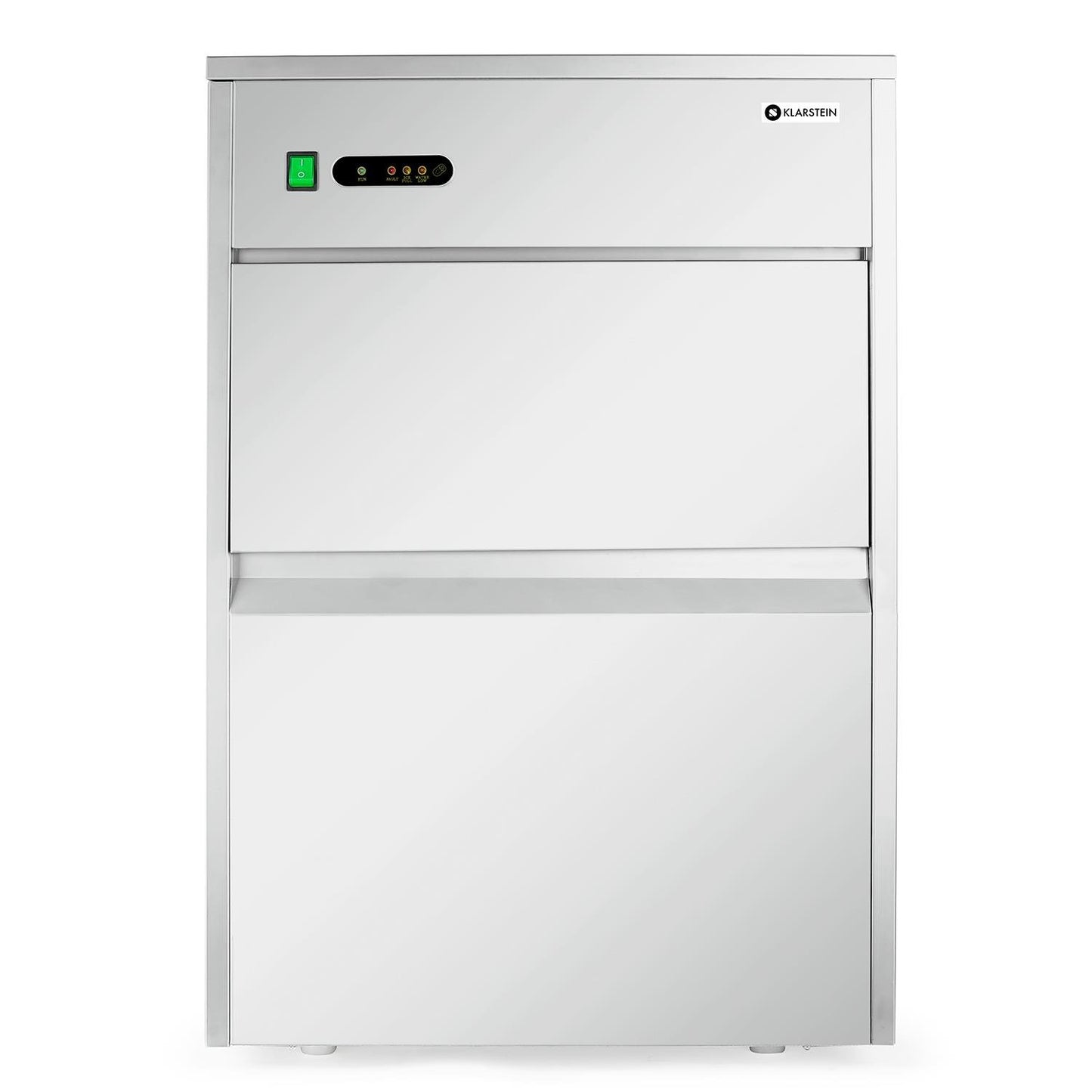 Klarstein Powericer Profi-Eiswürfelmaschine - Eiswürfelbereiter, Ice Maker, LED, geschmacksneutrale Auskleidung, sehr leise, Edelstahl, 10 kg Lagerfach, 260 W, 50 kg / 24 h, silber