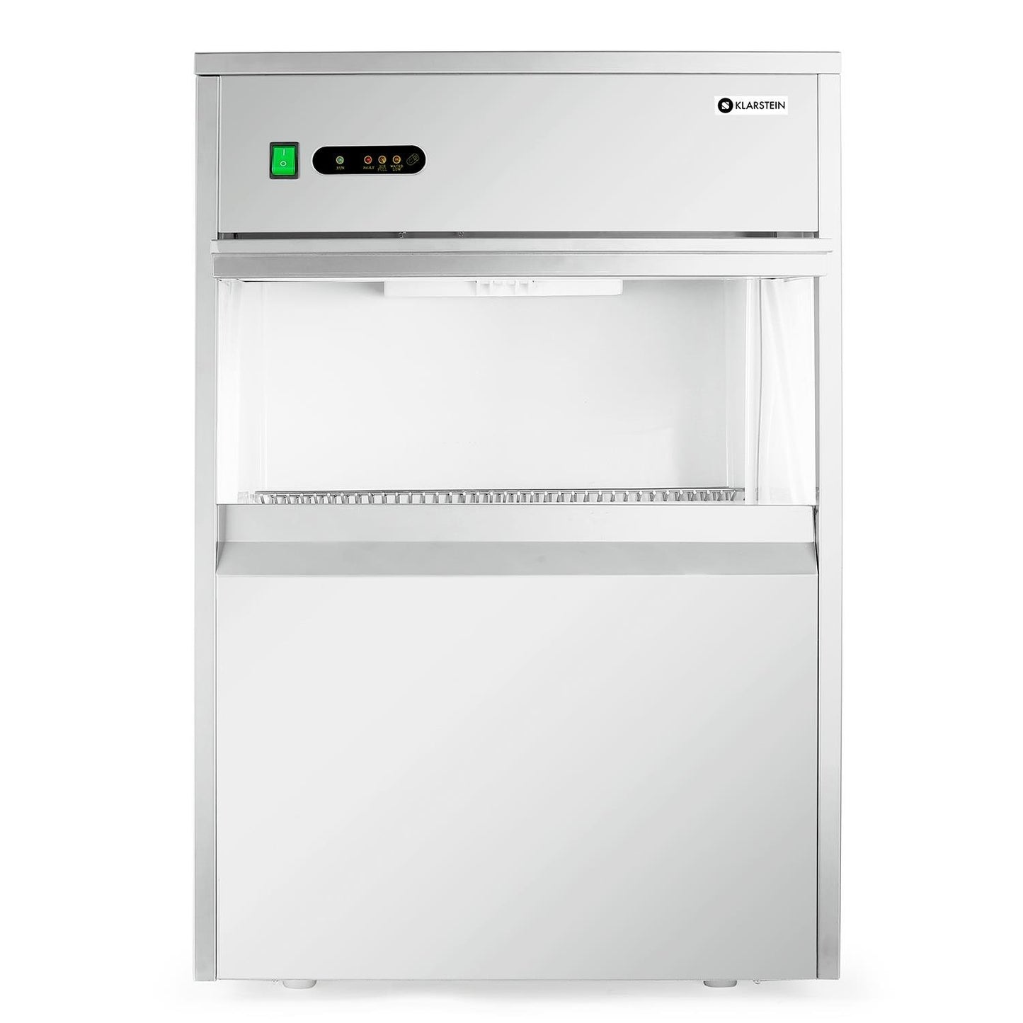 Klarstein Powericer Profi-Eiswürfelmaschine - Eiswürfelbereiter, Ice Maker, LED, geschmacksneutrale Auskleidung, sehr leise, Edelstahl, 10 kg Lagerfach, 260 W, 50 kg / 24 h, silber
