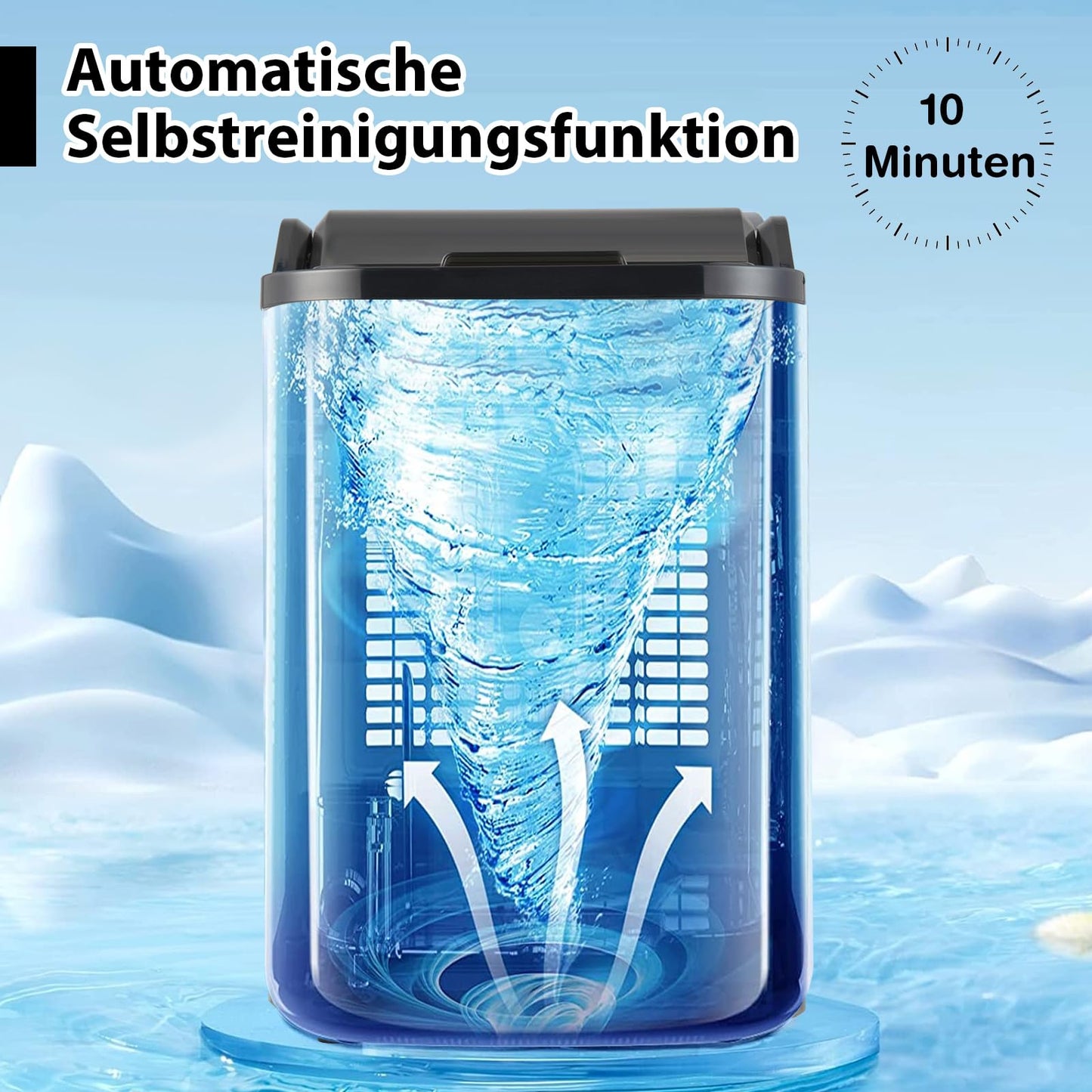 RELAX4LIFE Eiswürfelmaschine Edelstahl 24kg/24h, Kleiner Eiswürfelbereiter mit LED-Anzeige, Timer, Selbstreinigungsfunktion, 2 Einfüllmöglichkeiten, 2,5 L Wassertank & Eisschaufel, Ice Cube Maker