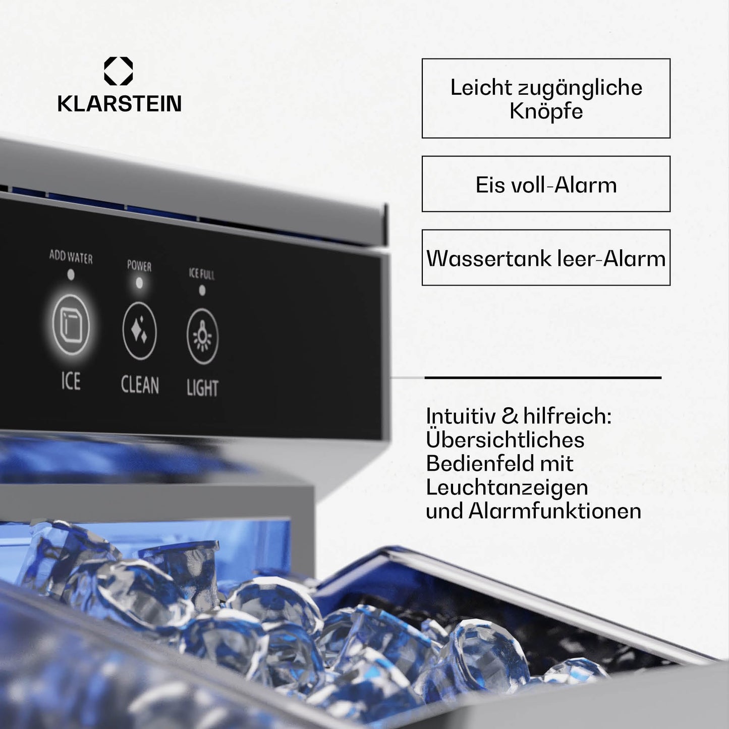 Klarstein 2,2L Eisnugget-Maschine für Zuhause, Camping & Gastro, Schnelle Nuggeteis-Maschine Klein, Profi Eismaschine für Eis Nuggets, Selbstreinigend, 25kg Eis in 24h