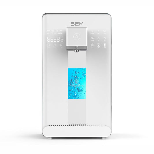 BEM IDA Wasserfilter & Wasserstoff-Ionisator mit Direktanschluss – RO Umkehrosmose, Hydrogen durch Elektrolyse, UV-Desinfektion, Temperaturwahl 10–100°C, Touch-Bedienung, Tischgerät