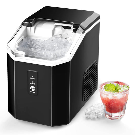 Crushed Ice Maker für zu Hause, selbstreinigende Eiswürfelmaschine mit Ein-Klick-Betrieb, weiches Eis zum Kauen in 7 Minuten, 15 kg/24 h mit Eisbeutel für Zuhause, Bar, Camping