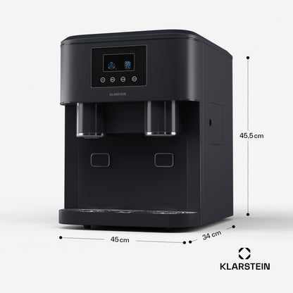 Klarstein Eiswürfelmaschine für Zuhause Camping Gastro, Schnelle Mini-Eiswürfelmaschine Klein, Profi Eismaschine für Crushed Eis, Große & Kleine Eiswürfel, 1,8L Wassertank, 15kg Eis in 24h