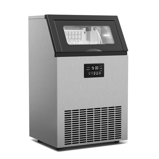 Klarstein Glacial Eiswürfelmaschine - 45 kg/24 h, 370 W Kompressor, 15 kg Behälter, Multitouch-Panel, Selbstreinigung, Edelstahl, Gewerblich