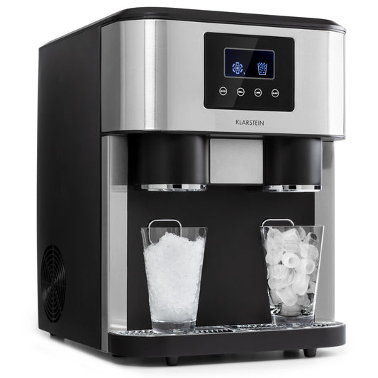 Klarstein Eiswürfelmaschine Klein, 1,8L Eiswürfelbereiter, Eiswürfelmaschine für Crushed und Bullet Eis, Schnelle Mini-Eiswürfelmaschine, Leichte Reinigung, Eiswürfelbereiter für 15kg/24h